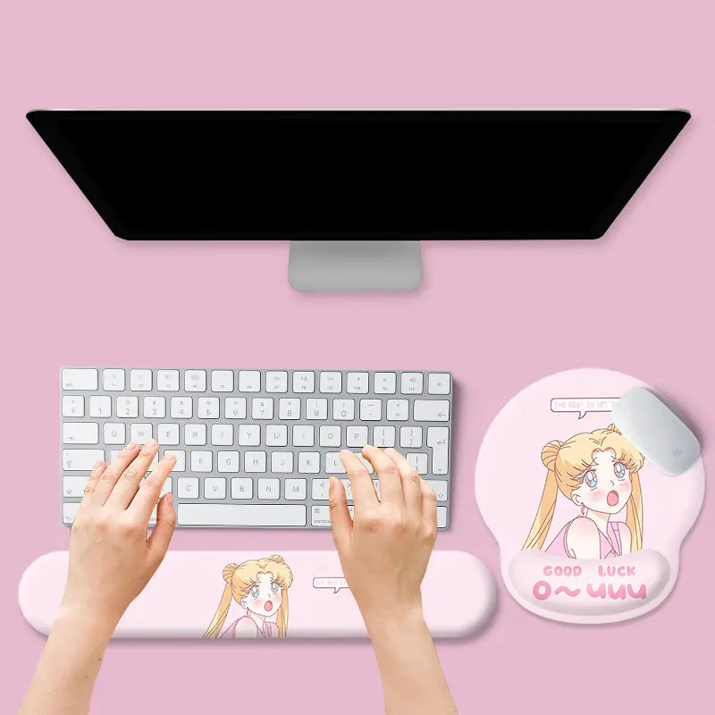 Sailor Moon Office Mouse Pad Cute Cartoon 3D Stereo Silicone Wrist Rest Ins Wind Notebook Keyboard Hand Rest holiday gift view 3
