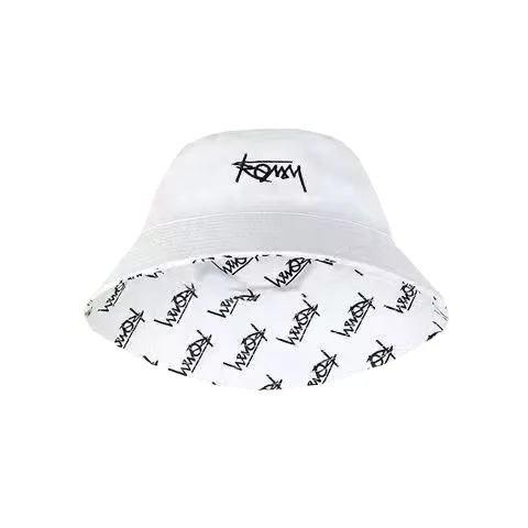 Double-sided large head circumference letter graffiti fisherman hat men\'s trendy sun hat sun protection sun hat personalized ...