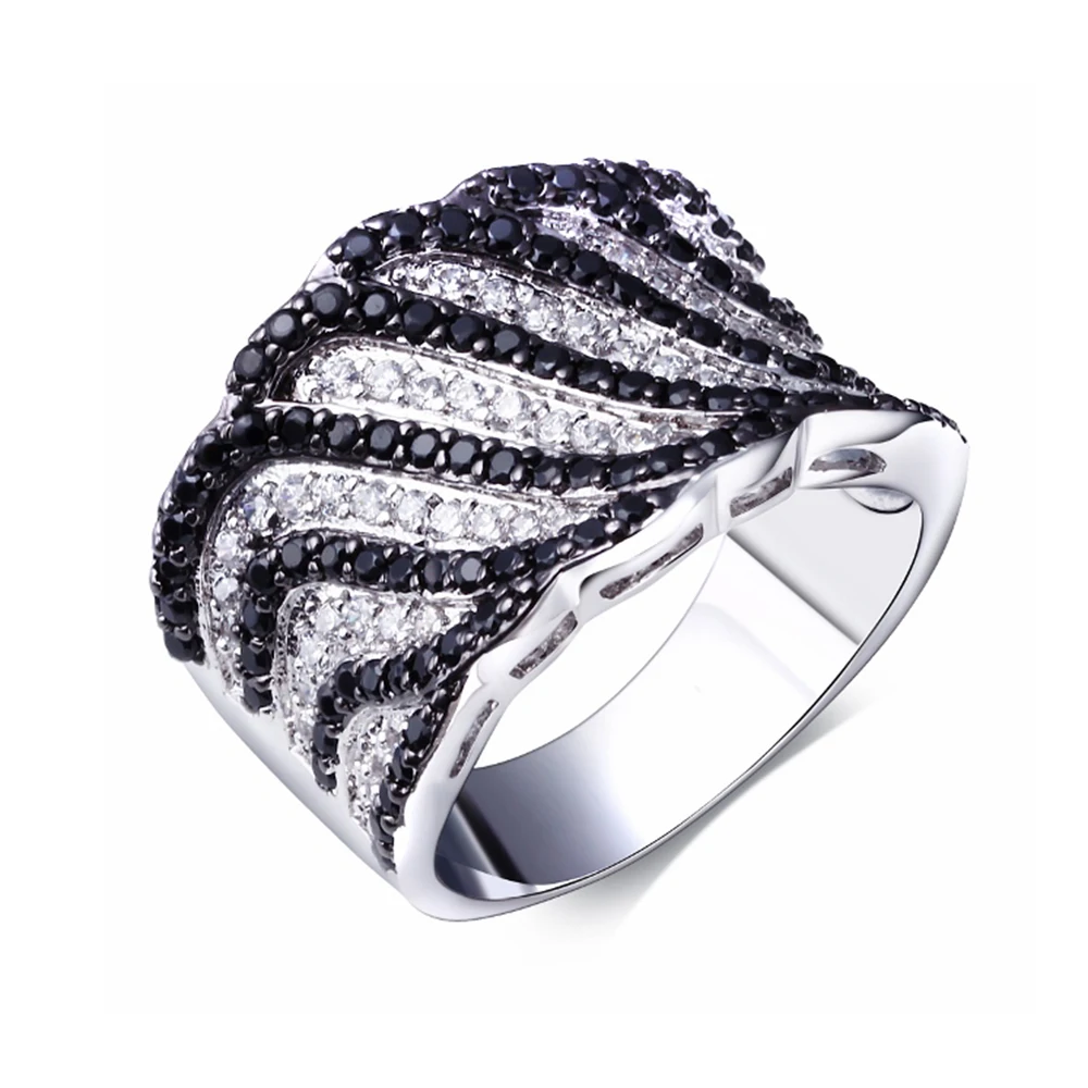 Broken code clearance! Fashion Jewelry Black Mix White color Cubic zircon Lovely Ring For Women