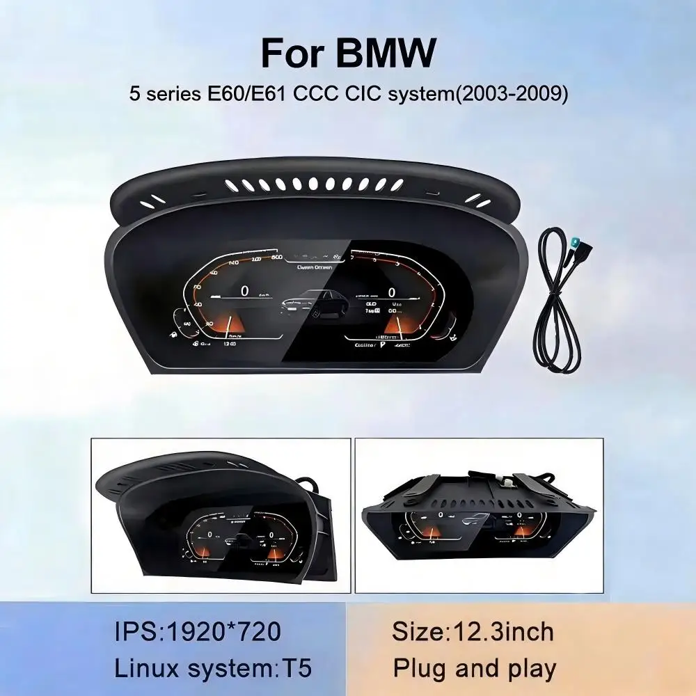 Full LCD Digital Dashboard Instrument For BMW 5 Series E60 E61 CIC CCC 2003-2009 12.3