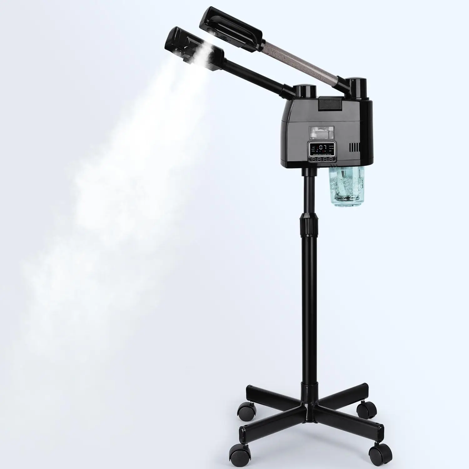 Professional Hot Cold Mist Facial Steamer Quick Spray Ozone Vaporizer Black Facesteamer Digital LCD Screen for Beauty Salon Spa