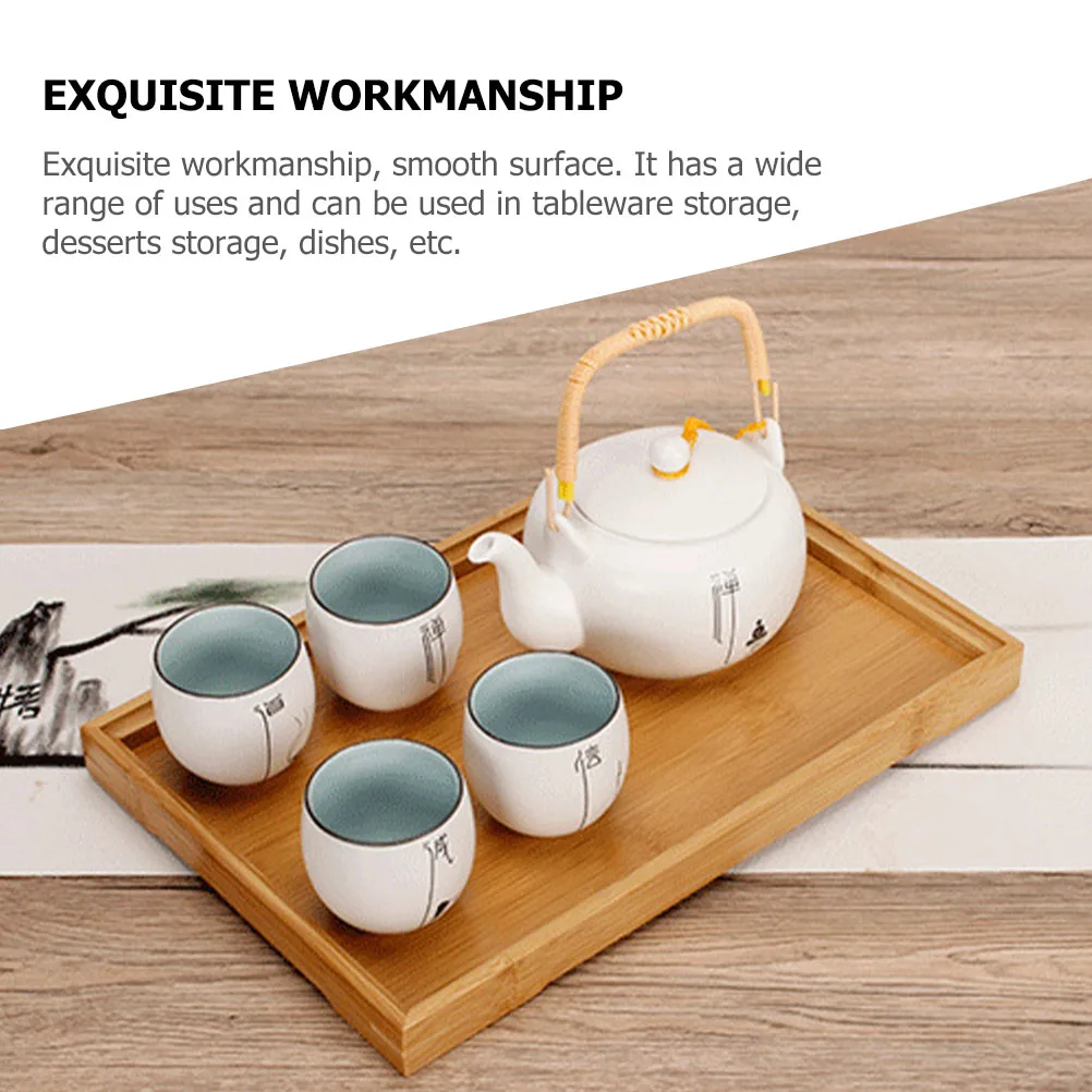 

3 Pcs Bamboo Tray Rectangular 22x13x2cm 28x19x2cm 33x22x2cm Japanese Style Decorative Plates Storage Fruit Serving Platter