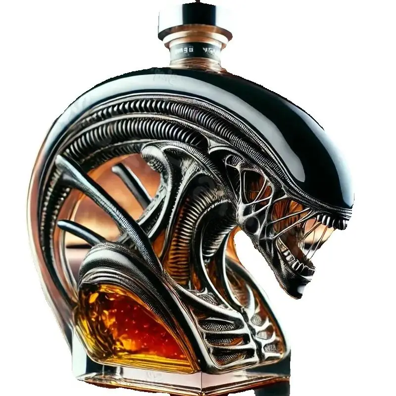 

New Xenomorph Wine Bottle Special Ops Design Alcohol Decanter - Engine Glass Bottle with Leather Strap, Man Cave Decor