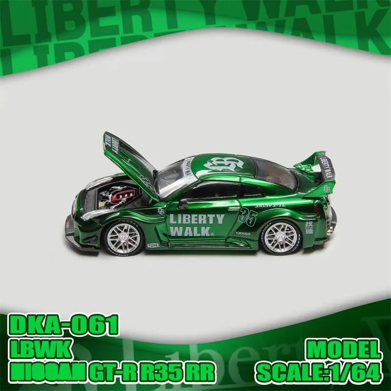 

(Предзаказ) Коллекционная модель автомобиля 1:64 GTR35 RR LBWK, хромово-зеленый цвет, литая под давлением