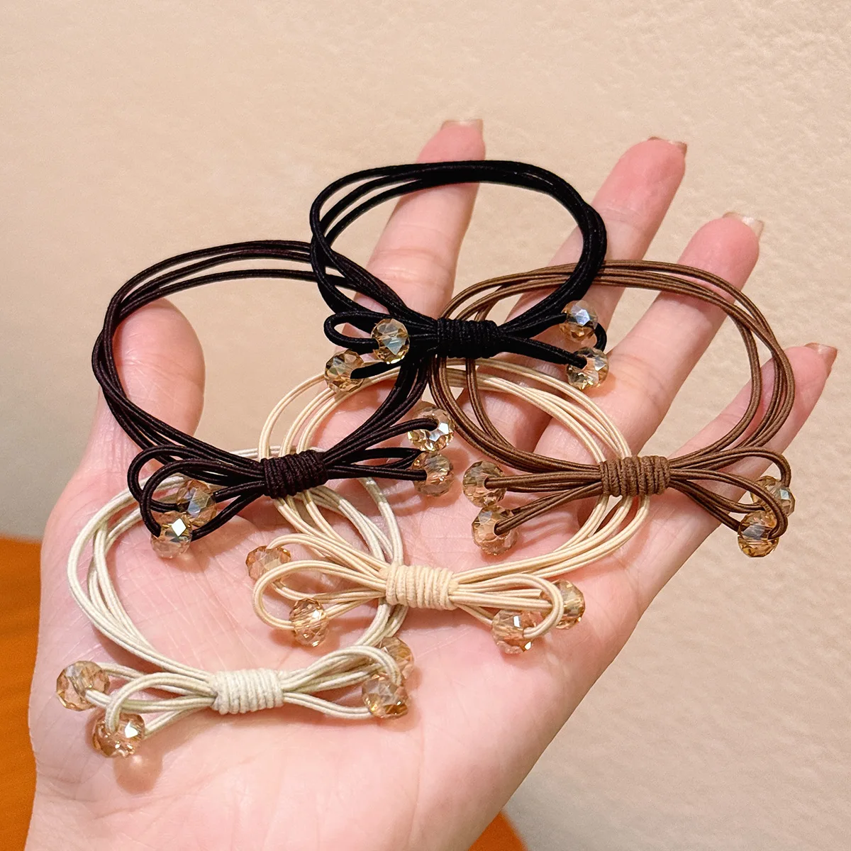 

5pcs/Simple Head Rope Hair Ring For Women Ponytail Hair Rope For Women hand-knit Crystal Small Rubber Band Hair Accessories