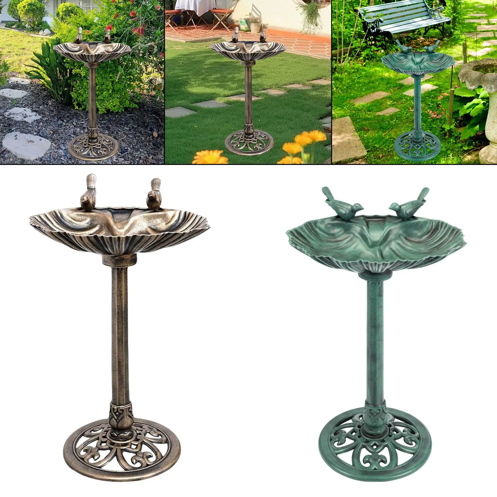 Weather Resistant Garden Bird Bath Large PP Basin Fountain Bird Feeder for Outdoor Patio Landscape