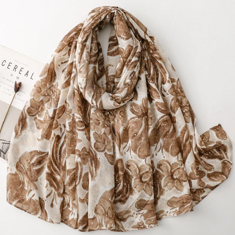 2026 Winter Oil Painting Floral Cotton Viscose Shawls Scarf Lady High Quality Wrap Pashmina Stole Bufandas Muslim Hijab 180*90Cm