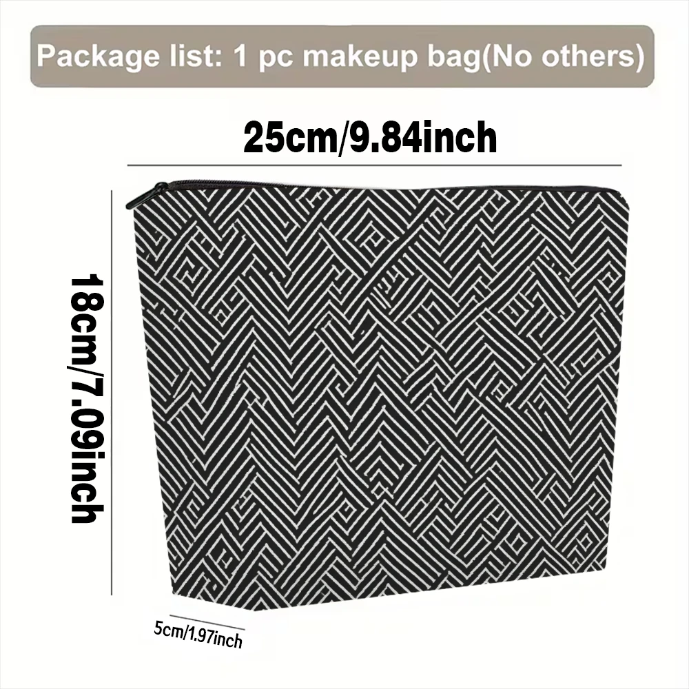 Geometric Zigzag Pattern Design Makeup Bags for Girls Cosmetic Pouch Toiletry Bag Pencil Case Travel Storage