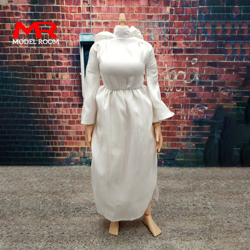 Vestido de monja blanco de manga larga para mujer, modelo de ropa de 12 ", figura de acción de soldado, muñecas corporales, 1/6