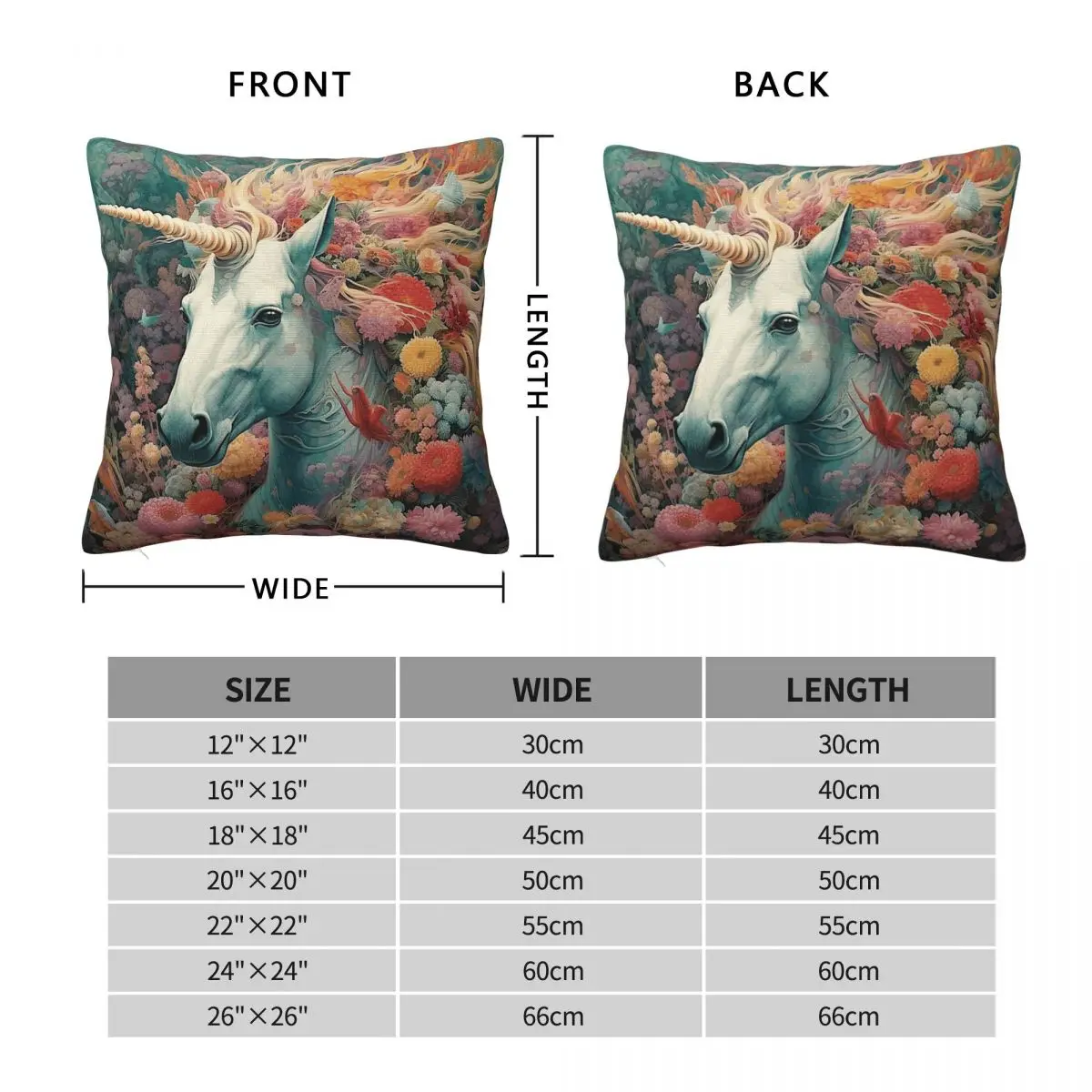 Poetic Unicorn Among Flowers Square Pillowcase Polyester Linen Velvet Creative Zip Decorative Pillow Case Bed Cushion Cover 18