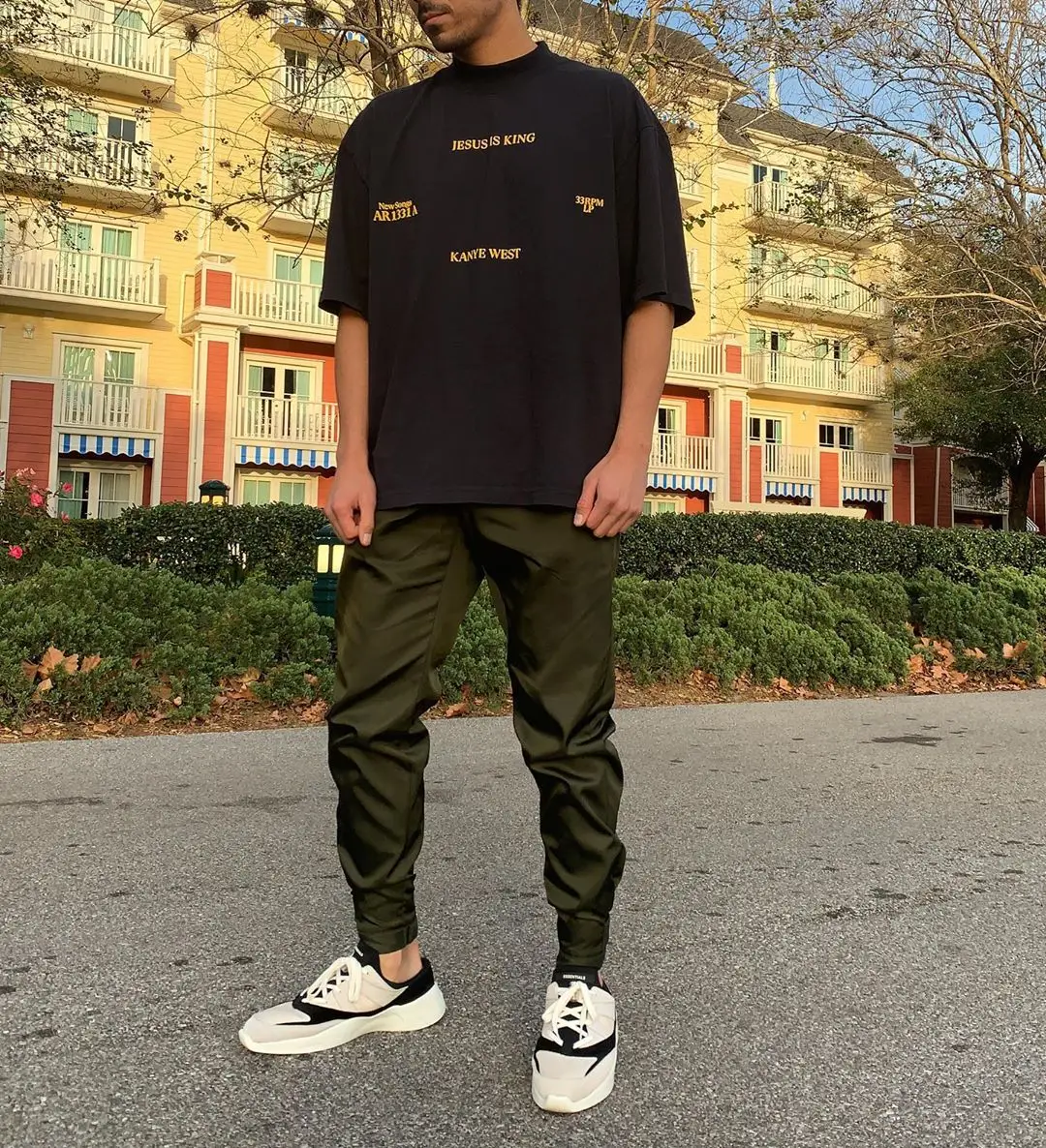 

Футболка с логотипом Kanye West Jesus Is King, свободного кроя, для пар, в стиле High Street, из хлопка, с круглым вырезом, повседневная, в стиле Ex Tee