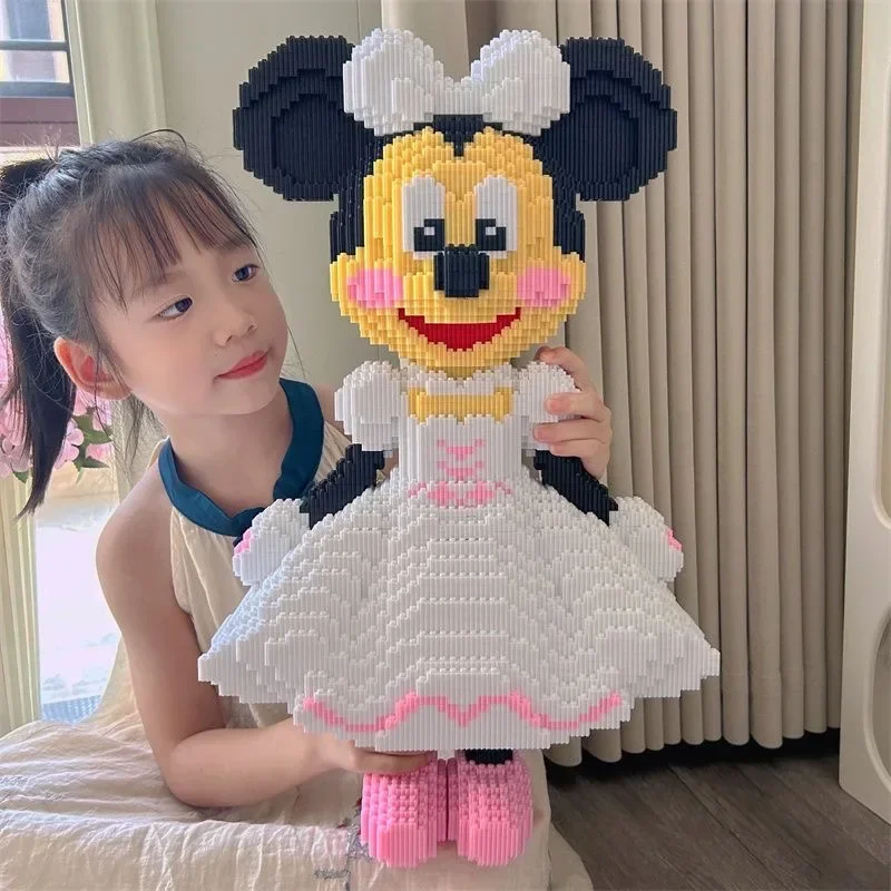 Blocos de construção gigantes do Mickey Mouse Minnie Mouse, modelo de casamento, montagem de alta dificuldade, blocos de construção para adultos, presente de aniversário