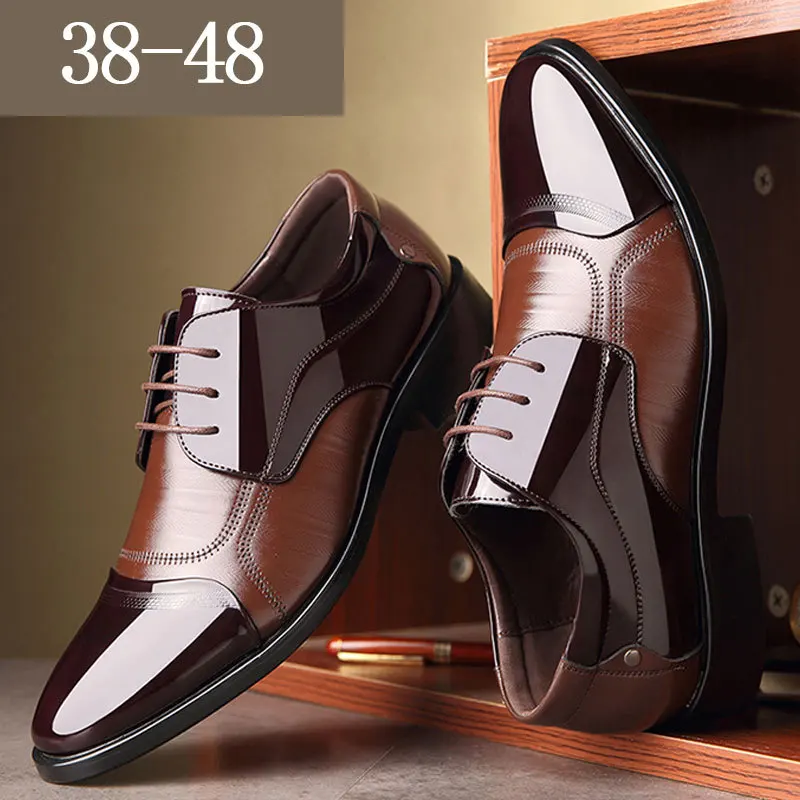 

New Leather Shoes Men Breathable Formal Dress Shoes Luxury Business Oxford Male Office Wedding Flats Footwear Mocassin Homme 48