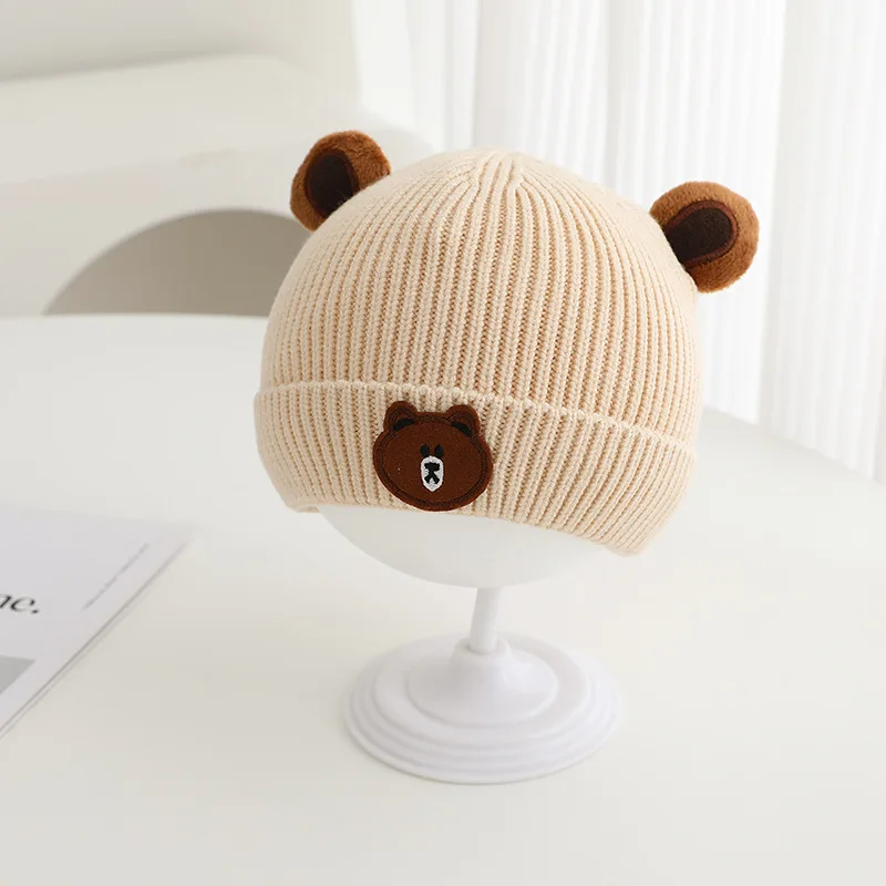 Baby Winter Hat 46-50cm 6 Months - 3 Years Earflap Warm Knitted Girl Cap Versatile Boys Girls Windproof Cold Proof Thick Beanie