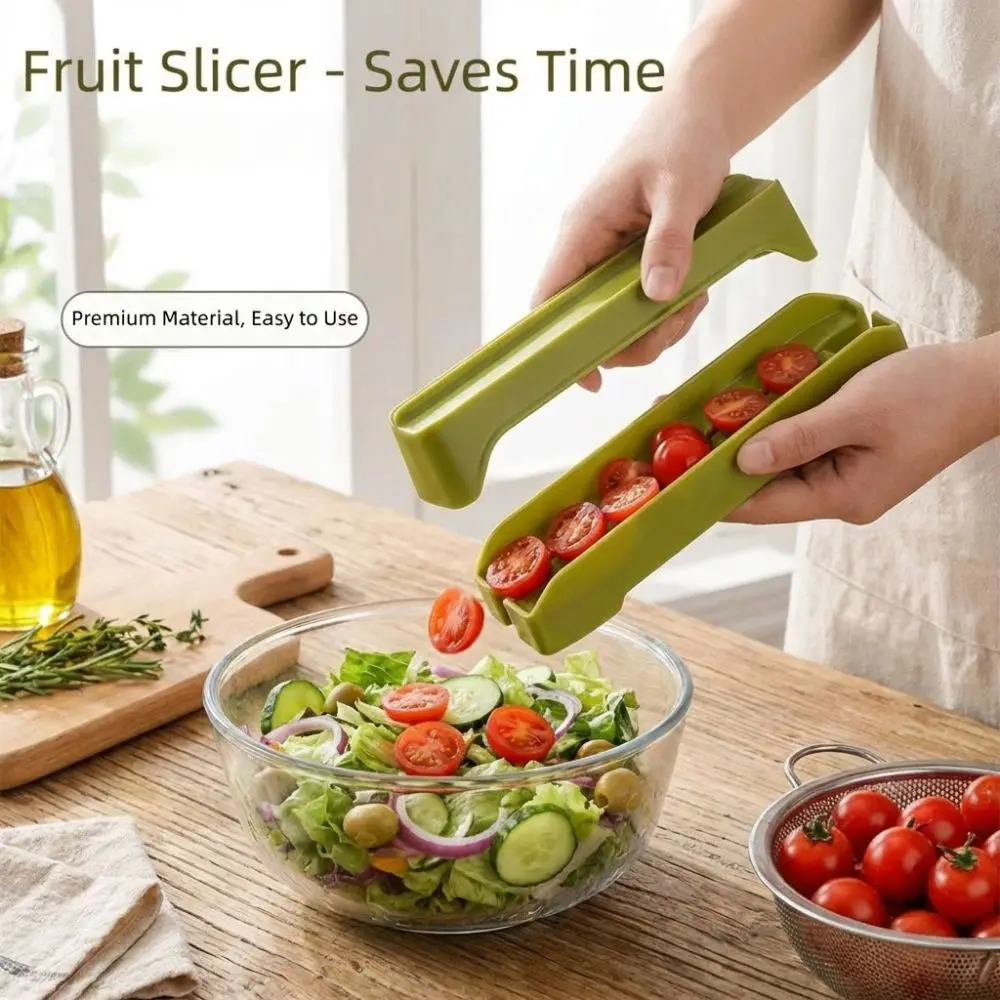 Manual Tomato Slicer Plastic Food Grade Tomato Cutting Guide Labor-Saving Non Stick Tomato Split Tool Small Fruit