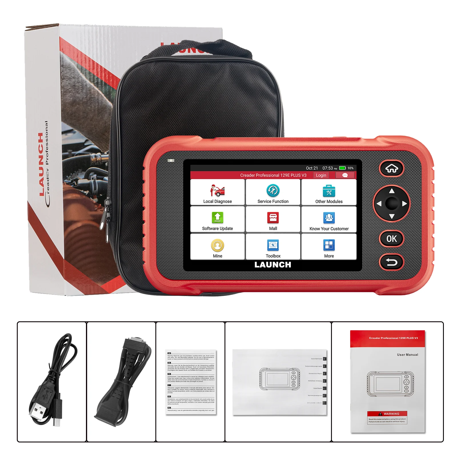 LAUNCH X431 CRP129E Plus V3.0 OBD2 Scanner 12 Reset-Funktionen, Vollsystem-Autoscanner |   FCA AutoAuth, CANFD&DOIP, TPMS/Öl/SAS/EPB/BMS/DPF-Reset, Batterietest, lebenslanges kostenloses Update