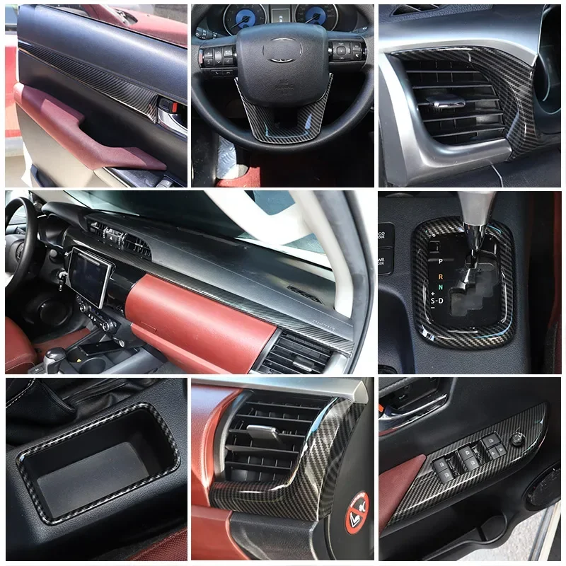 

For Toyota Hilux 2015-21 ABS Carbon Fiber Car Styling Car Interior & Exterior Moulding Trim Panel Cover Stickers Car Accessories