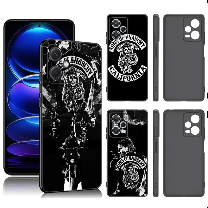 Sons of Anarchy TV Black Silicone Phone Case For Xiaomi Redmi Note 9 10 11 11S 11T 12 13 Pro 5G Plus 9S 10S 12S