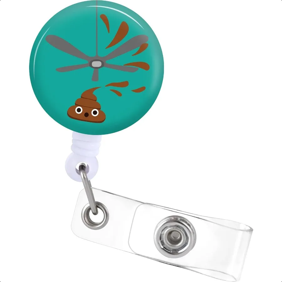 

Badge Reels Holder Retractable with ID Clip for Name Tag Card Funny Fun Hilarious Poop Nursing Doctor Teacher Student Medical