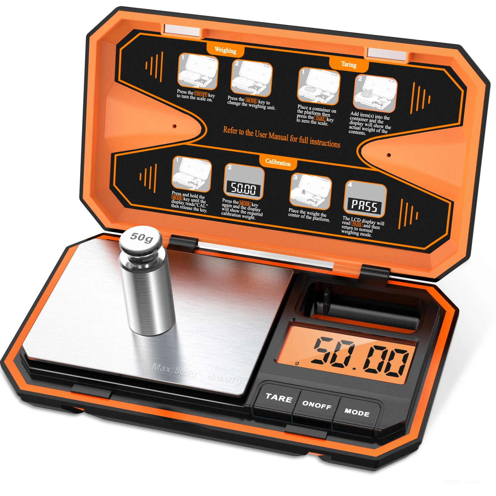 

500g/0.01g Digital Pocket Scale with 50g Calibration Weight Portable Mini Jewelry Gold Scale for Kitchen Food Weighing