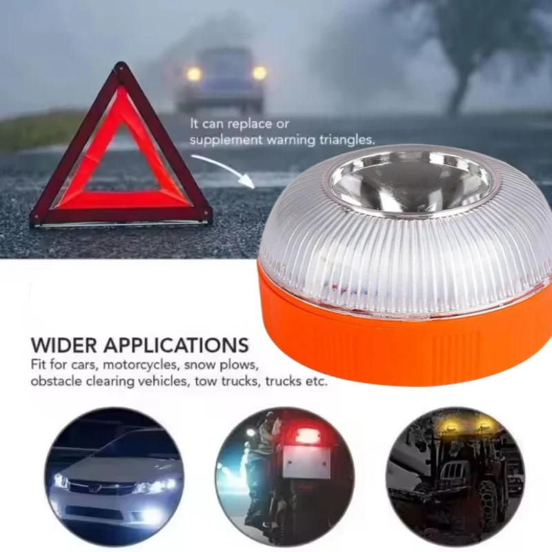 V16 Led Car Emergency Warning Light Waterproof Multi-Purpose Road Accident Lamp Car Breakdowns Foggy Weather Emergency Light