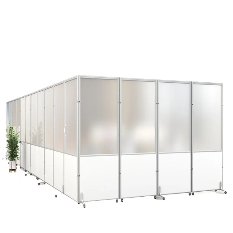 Push-pull screen baffle matte acrylic factory workshop activity folding mobile screen partition transparent office