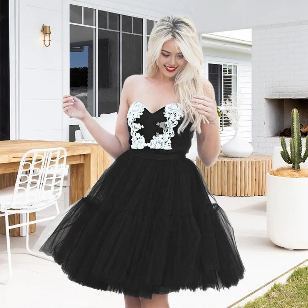 

Женская короткая юбка с высокой талией из сетки и мягкого тюля, пышная юбка-петтискорт для выпускного бала, вечеринки, танцев ﻿ ﻿