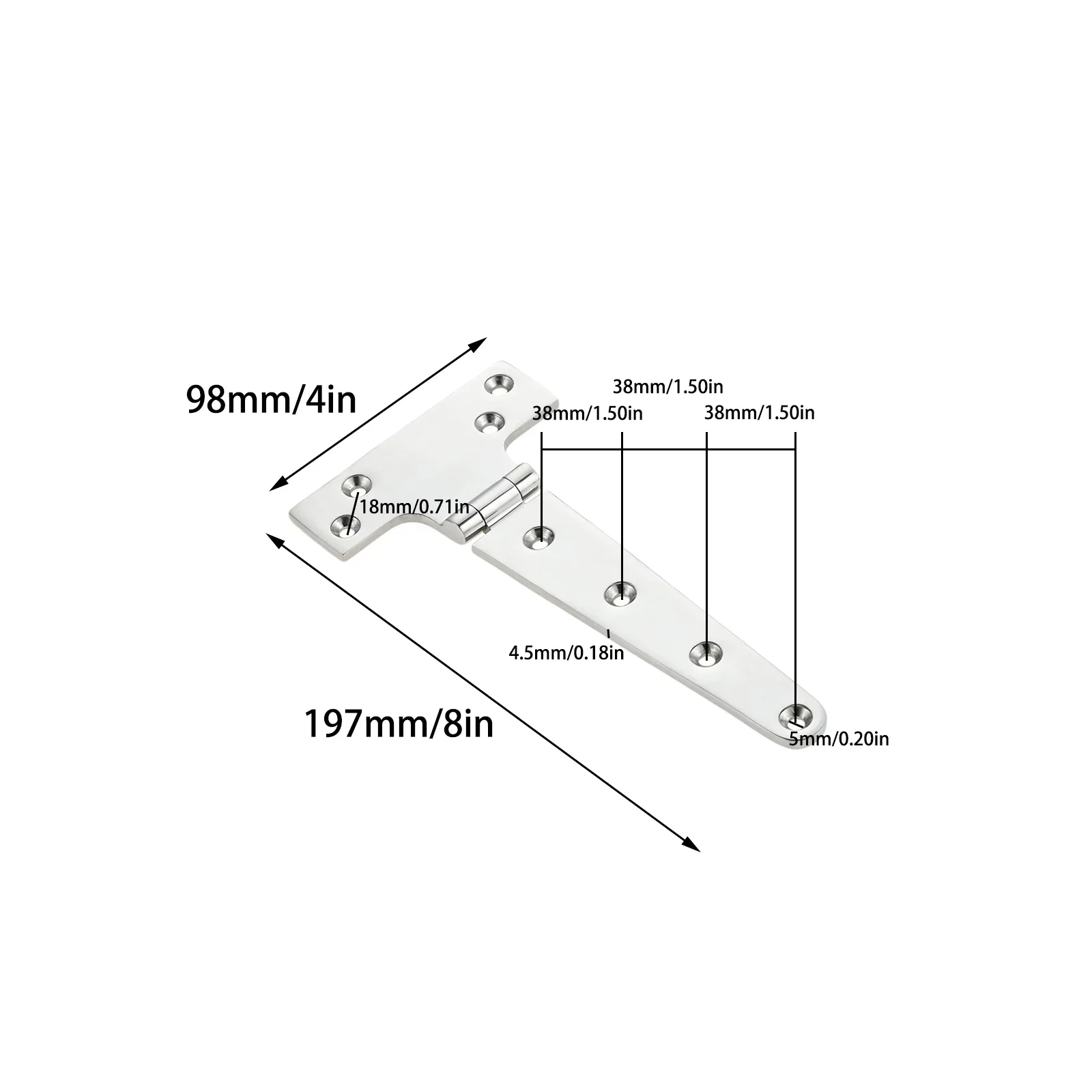 4pcs Marine 316 Stainless Steel 316 Door Hatch T Hinges with Screws 8"x4" 4''x2" 6"x3" Heavy Duty Yacht Boat Hatch Hinge image 4