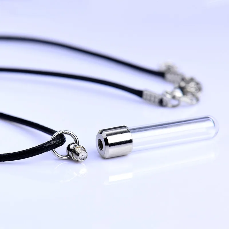 1PC Glass Perfume Bottle Pendant Necklaces Black Cord Chain Name on Rice Glass Bottle NecklaceKeepsake Jewelry