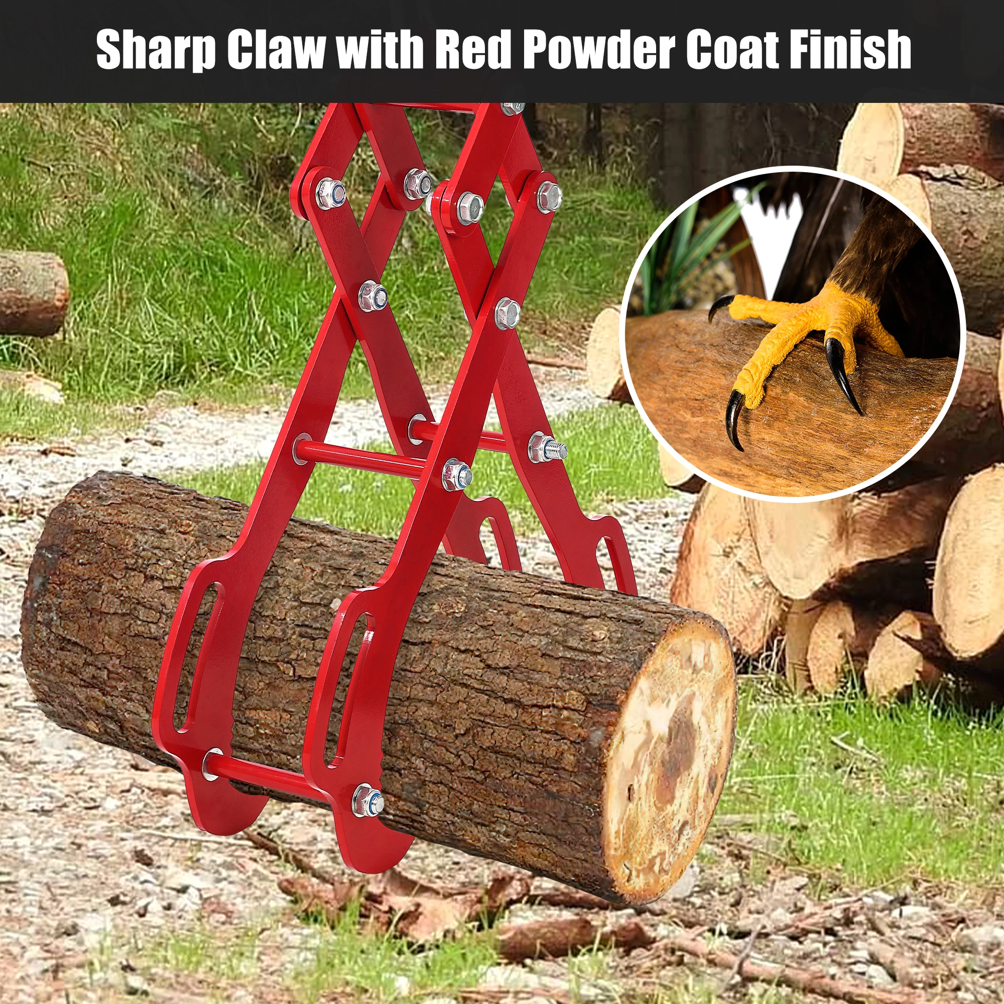 28 inch Log Tongs, 4 Claw Log Grapple, Heavy Duty Grapple Timber Claw, Log Hook, Log Grabber With 3000lbs For Tractors, ATVs