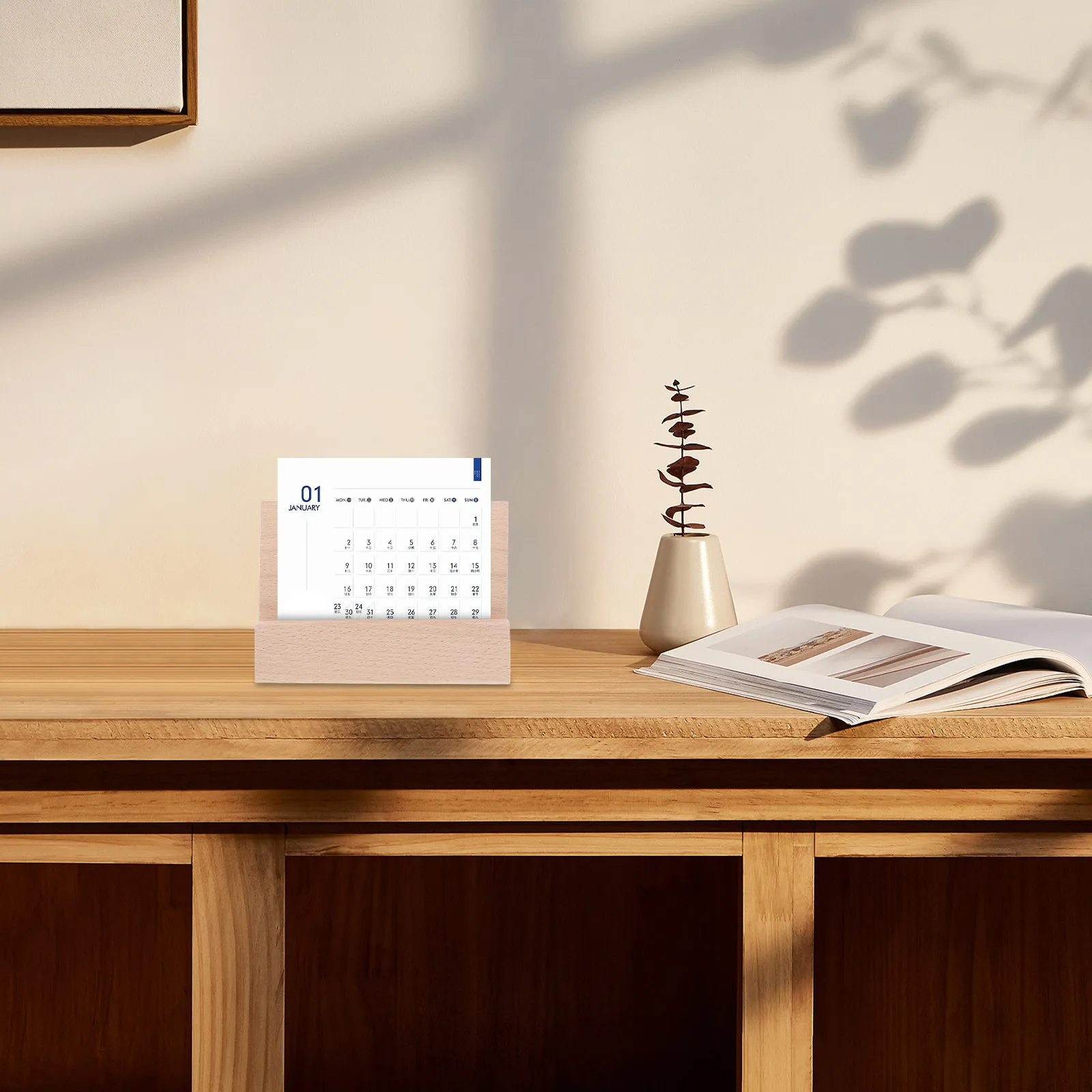 Wooden Cards Base Table Picture Holder Calendar Display Rack Slot 7Mm for 14 Pages Notes Postcards Desktop Decorative Organizer