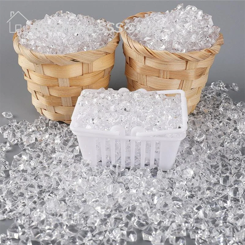 【S】1 Set Mini Transparent Ice Broken Ice Crystal Stones Ice Grains Simulation Props For Dollhouse Decoration Miniature Home