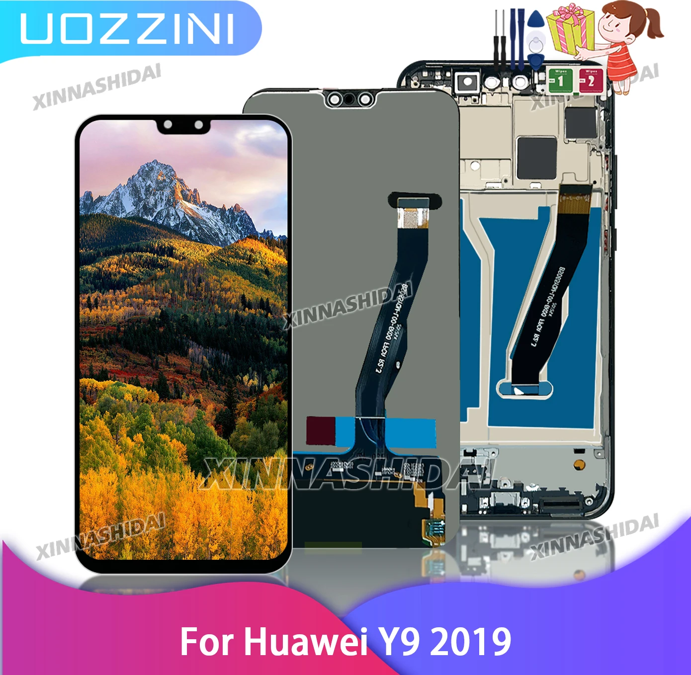 Pantalla LCD de alta calidad de 6,5 pulgadas para Huawei Y9 2019, montaje de digitalizador con pantalla táctil de repuesto para Y9 2019 LX1 LX2 LX3, piezas lcd