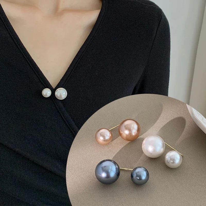 3/6Pcs Double Pearl Brooch Pins Anti-fade Exquisite Elegant Brooches for Women Sweater Cardigan Clip Coat Summer Dress Jewelry