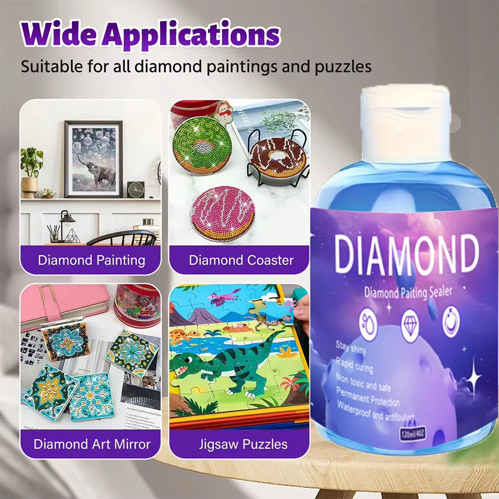 1/2pcs Diamond Painting Sealer Glue Kit 120ML/pc Stay Shiny Rapid Curing Non Toxic And Safe For Puzzle Glue DIY Diamond Art