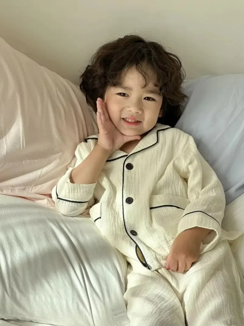 Boy Cotton Loungewear 1-8y 2PCS Spring Autumn Baby Kids Homewear New Children Pajamas SetGirls Long Sleeved Sleepwear Suit