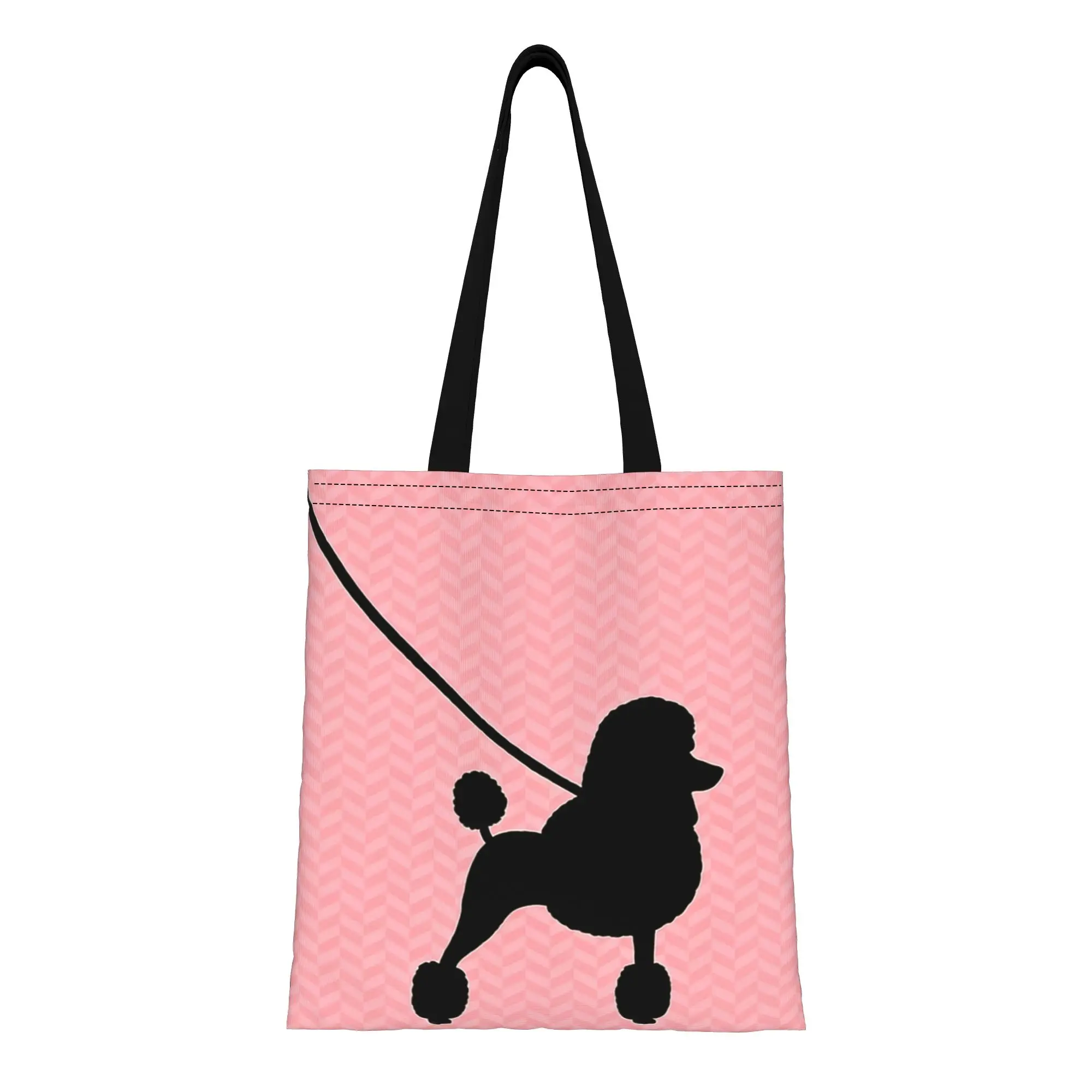 

ita bag back to school Black Standard Poodle Silhouette Canvas Canvas Tote Bag Women'S Shoulder Handbag