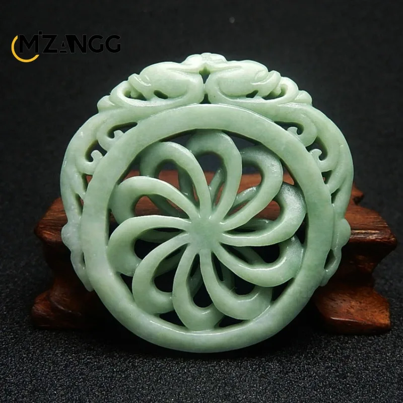 

Natural Green Jade Retro Double Dragon Pendant Luxury Fashion Men's and Women's Jade Necklace Jewelry Lucky Amulet