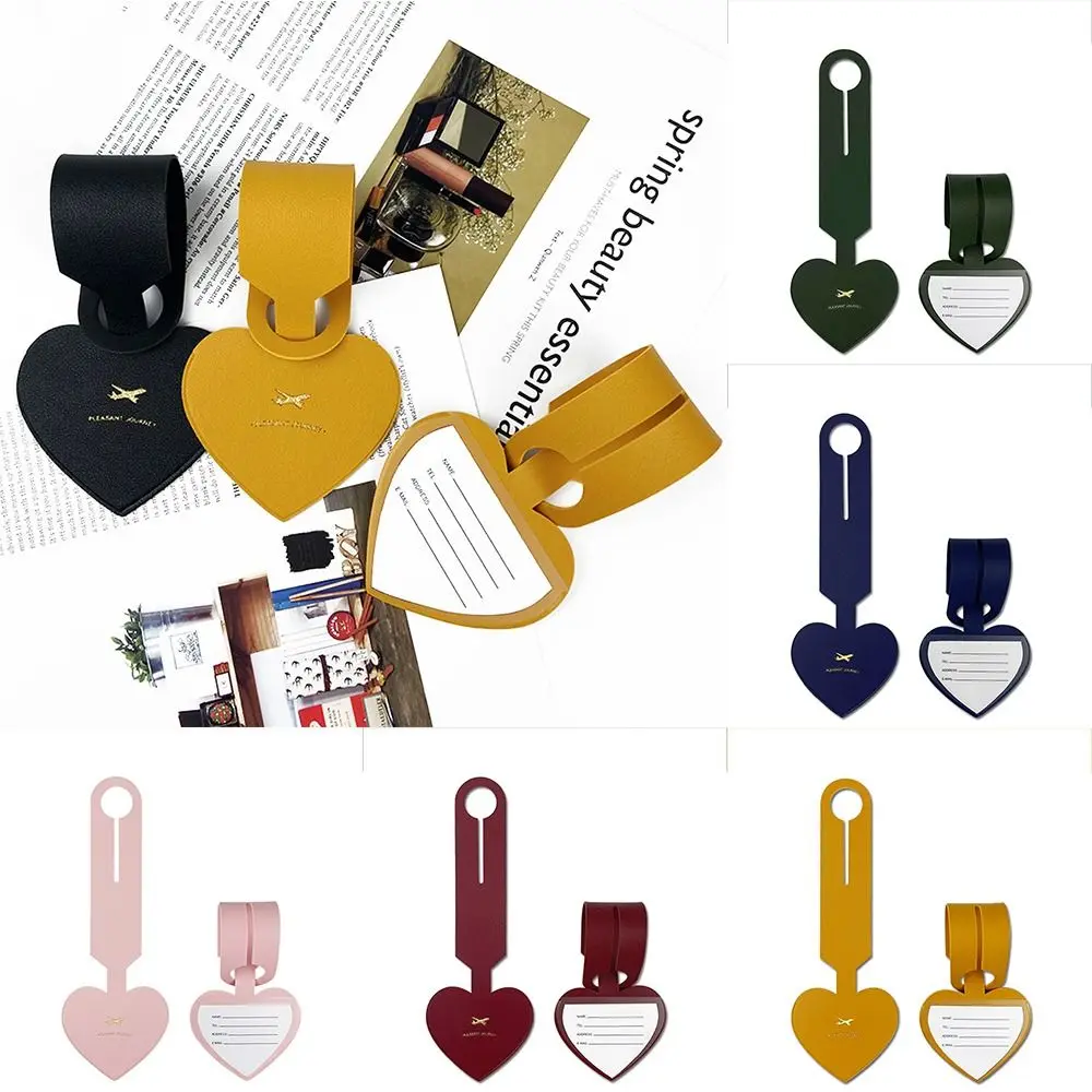 Love Shape Bagagem Tag, Passagem de Embarque, PU Bagagem Tag, Etiqueta Endereço, Acessórios de Viagem, Bagagem Name Tags, Airplane Suitcase