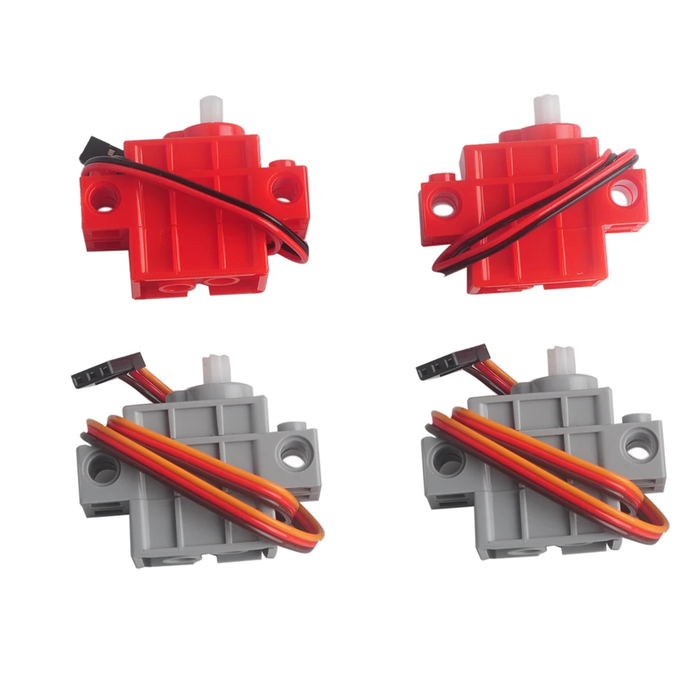 4pcs/Set Geek Programmable Servo Wheel Motor Power Functions  Servos Assembled Bricks DIY Parts For Smart Car/Robot Model Toys