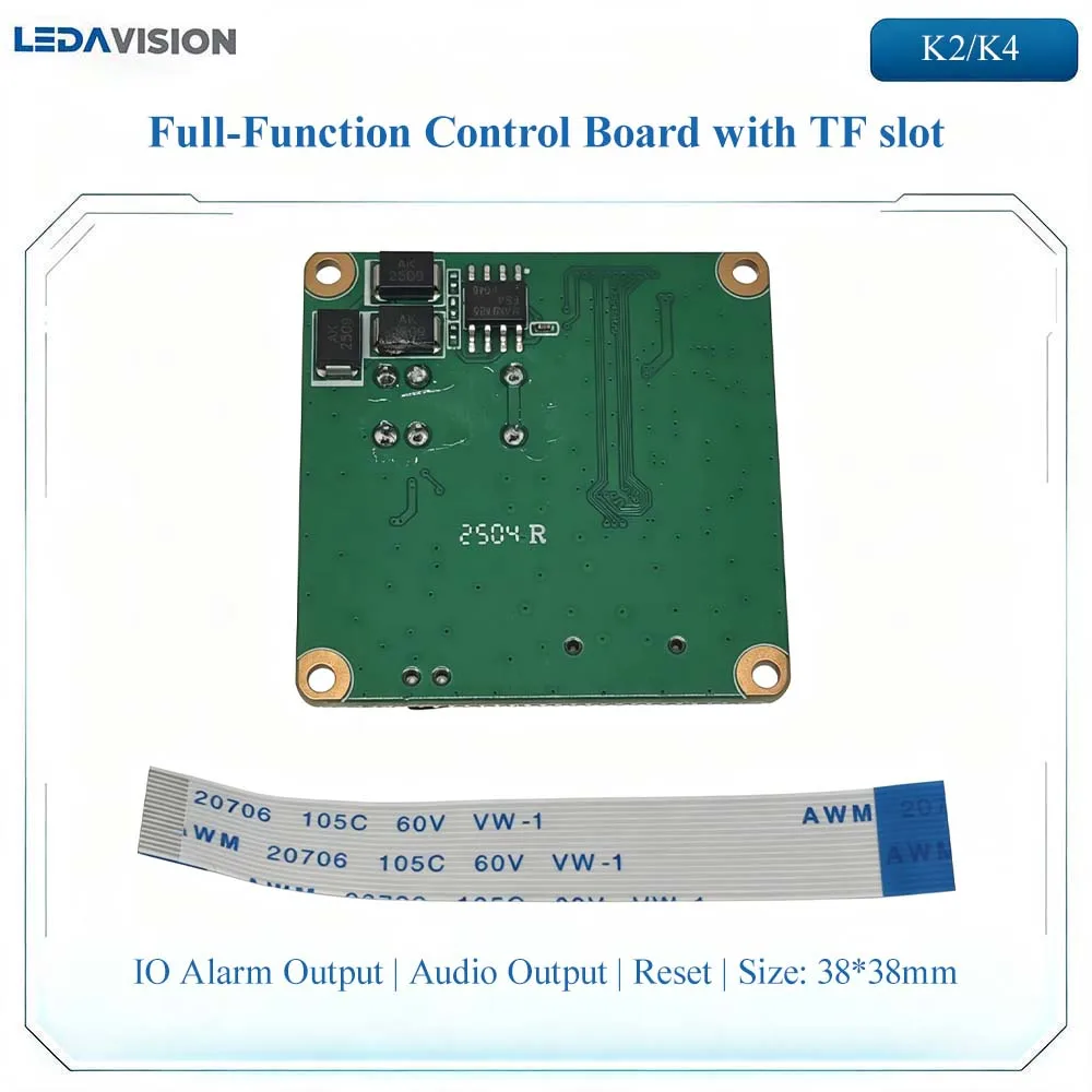 Full-Function Control Board with IO Alarm Output K2/K4 Module Audio Output Interface & Onboard TF Card Slot Board with Reset