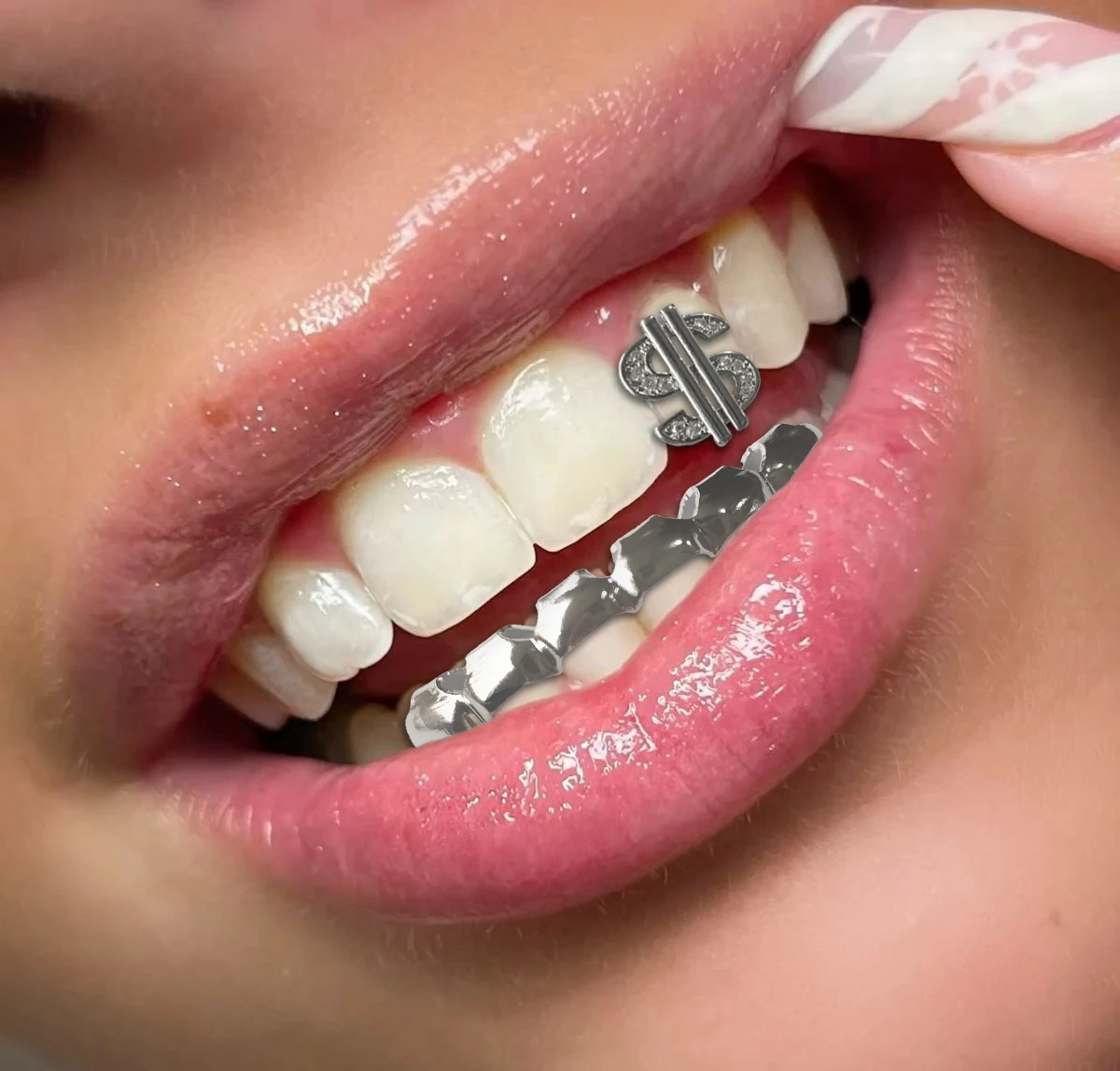 Hip-Hop Dollar/Little Tiger Tooth Teeth Accessories Shiny Teeth Accessories Performance Couple Holiday Party Gifts
