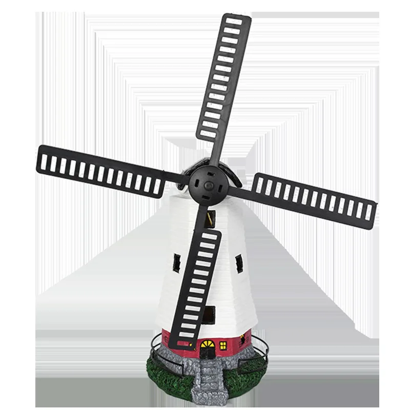 decoration solar resin windmillCross-border courtyard lighthouse ornament outdoor waterproof rotating wind turbine lighthouse h