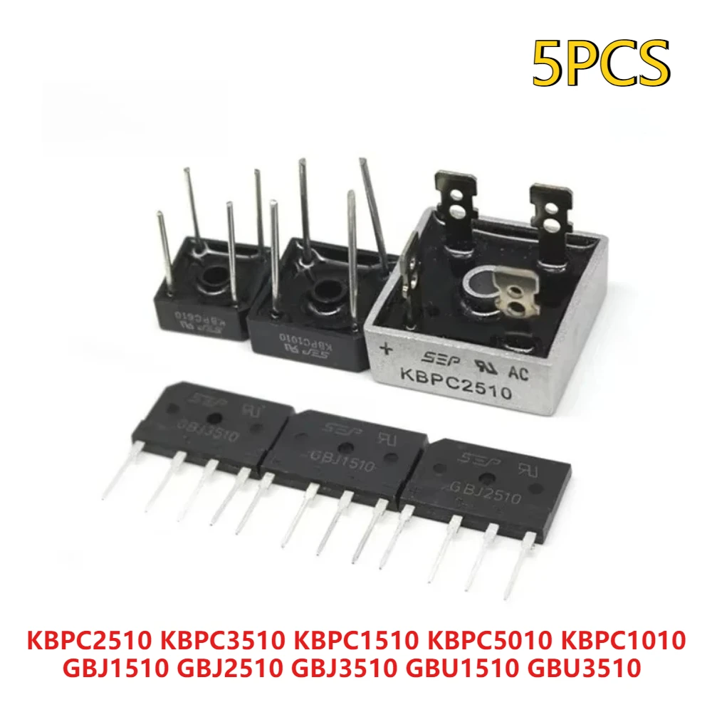5 uds puente rectificador de diodo KBPC2510 KBPC3510 KBPC1510 KBPC5010 KBPC1010 GBJ1510 GBJ2510 GBJ3510 GBU1510 GBU3510 diodo rectificador