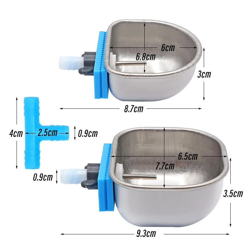 5 Sets Stainless Steel Rabbit Water Bowl Farm Pet Automatic Drinker Rabbit cage fix cup Raising Fox Mink Drinking Bowl