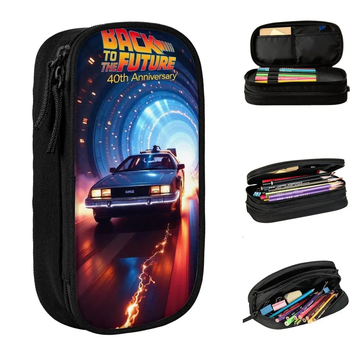 Classic Back To The Future Pencil Case TV Show Pencil Pouch Pen Holder for Girl Boy Bags School Supplies Cosmetic Accessories
