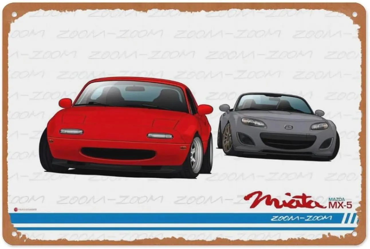 Vintage Metal Sign - Mazda MX-5 Miata NA And NC - 8x12 Inch Wall Art for Garage, Man Cave, Game Room, Coffee House Or Home  sign