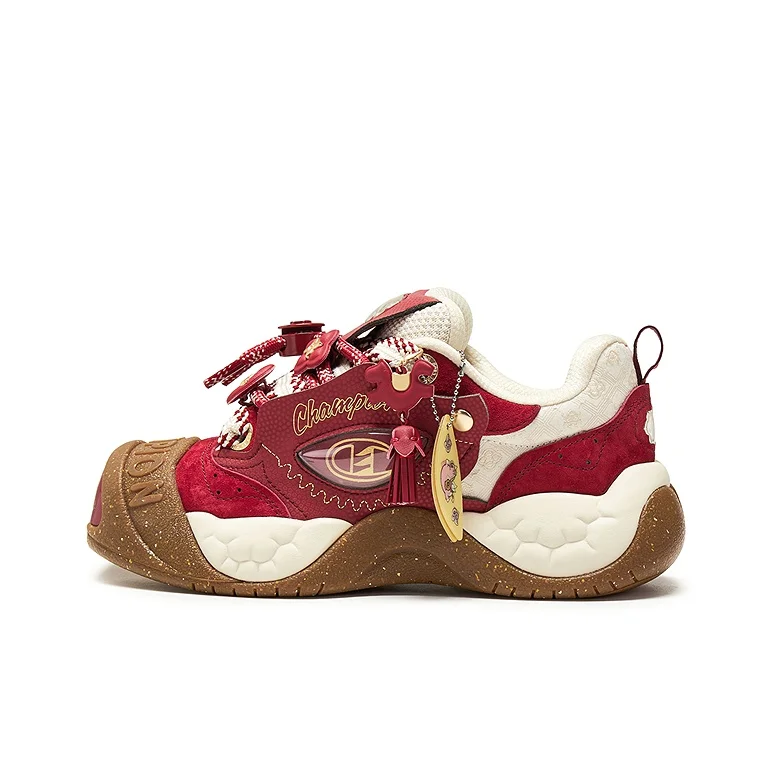 Champion Abrasion Resistant Height Increasing Low top Skateboard Shoes Women's New Year Red U6AFCTW07L1
