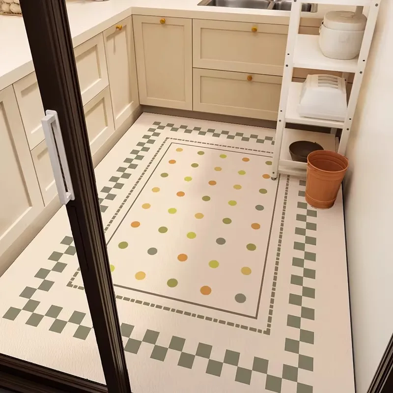 

Macaron-Colored Kitchen Floor Mat Scrubable PVC Waterproof Carpet Wipe Clean Oil-proof Water Proof Impermeable Rug Ковер Tapis