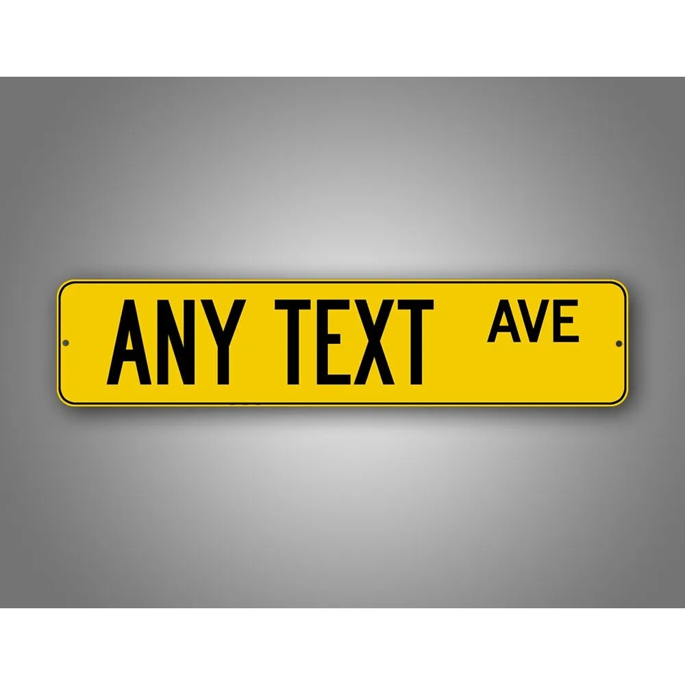 4x16 Inch Customizable Road Sign Yellow Black Color Personalized Any Text Novelty Street Sign (For Decoration Only)